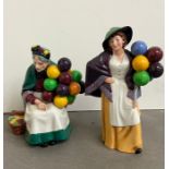 Royal Doulton Balloon lady signed to base 1990 figurine and the Old Balloon Seller