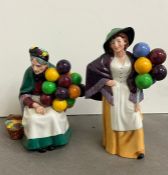 Royal Doulton Balloon lady signed to base 1990 figurine and the Old Balloon Seller