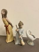 A Lladro Angel 4959 and a Lladro goose and girl with hat 5006