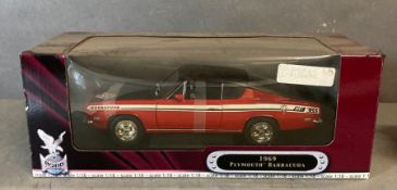 A Yat Ming Diecast model of a 1969 Plymouth Barracuda