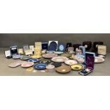 A large volume of Wedgwood Jasperware items, various shapes, styles and colours