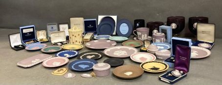 A large volume of Wedgwood Jasperware items, various shapes, styles and colours