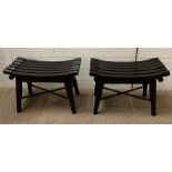 A pair of hardwood contemporary stools (H40cm W60cm D30cm)