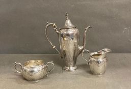 A Gorham Sterling Silver Coffee service with sugar bowl and milk jug, Concord (Approximate Weight