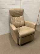 A swivel recliner upholstered in leather