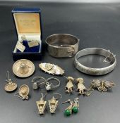 A selection of silver jewellery to include bangles, earrings etc.