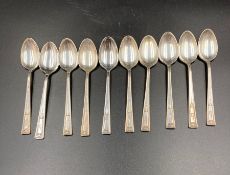 A selection of ten silver teaspoons 1835 pattern by R Wallace.