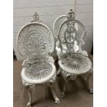 Four white metal garden chairs AF