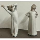 Two Lladro figurines in matte finish, Boy Awaking 4870 and Girl Stretching 4872
