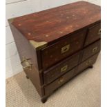 Two over two brass inlay military style Anglo Indian chest of drawers (H56cm W61cm D30cm)