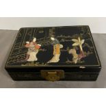 A lacquer floral and geisha's jewellery box