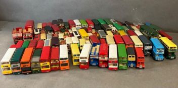 An extensive collection of Lledo, Corgi and matchbox, unboxed diecast buses, various designs ,ages