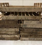 Ten wooden fruit and vegetable crates/trays (H16cm W75cm D45cm)