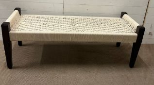 A contemporary woven rope bench/window seat (H56cm W150cm D54cm SH47cm)