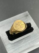 A 9ct gold signet ring, (approximate total weight 6.3g) Size K