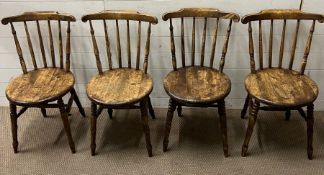 Four beech and elm penny chairs AF