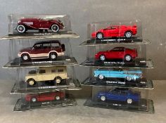 A selection of eight Diecast cars to include Lamborghini, Toyota and Land Rover