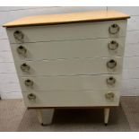 A Mid Century chest of drawers with loop handles by Schreiber (H93cm W75cm D40cm)