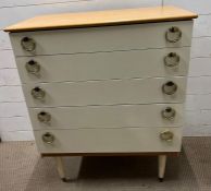 A Mid Century chest of drawers with loop handles by Schreiber (H93cm W75cm D40cm)