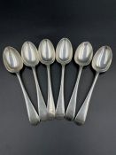 A set of six silver teaspoons by J & J Maxfield Ltd, Sheffield 1905.