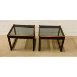 Two Mid Century side tables with smoked glass
