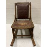 A child's rocking chair with leather seat pad (H61cm)