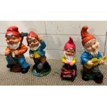 Four garden gnomes