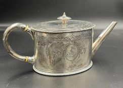 A Victorian bullet teapot, hallmarked for London 1868 by Alexander Macrae