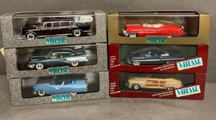 A selection of six Vitesse Diecast model cars to include a Buick Roadmaster and a Mercedes 600