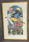Katie Shears Limited Edition print 130/375 'Pelicans' 58cm x 37cm.
