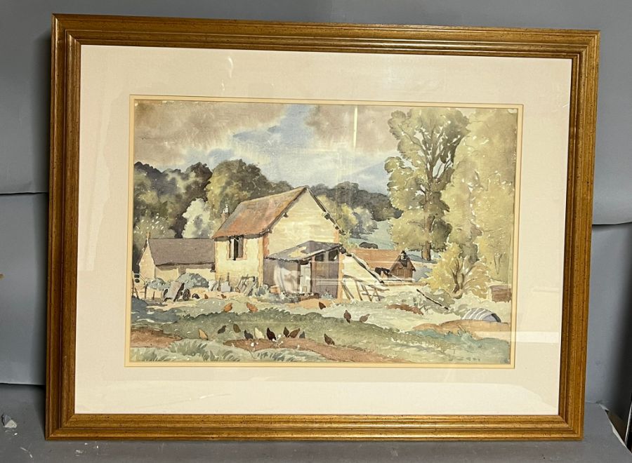 Watercolour of a Farmyard scene 55cm x 38cm