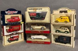 A selection of nine Diecast model cars, Lledo and Matchbox