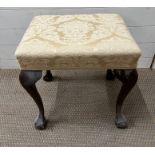 A George II style ball and claw stool AF (H47cm W50cm D38cm)
