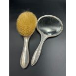 Hallmarked silver dressing table brush and mirror
