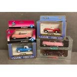 A selection of five Diecast model cars to include a 57 Thunderbird and a 1960 Corvette