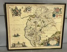 Map of Cumbria attributed to Johan Blaeu 51cm x 42cm