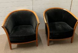 Two Bernhardt tub chairs with plush velvet AF