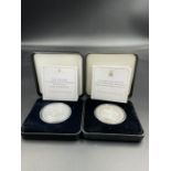 Two collectable silver coins Queen Elizabeth II Longest Reigning Monarch silver proof £5 coin and