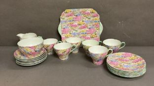 A part Shelly tea service "Rock Garden" to include saucers and sugar bowl