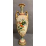 Royal Worcester two handled vase with thistle theme (H27cm)