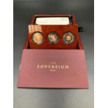 Royal Mint The Sovereign 2020 Three Coin Gold Proof Set Number 266 to include, full, half and