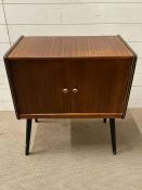 1950's record cabinet on tapering legs (H70cm W61cm D36cm)