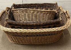 Three wicker baskets, various sizes