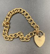 A 9ct gold bracelet with heart shaped fastener (Approximate 30.8g)