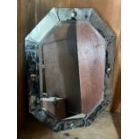 Arts and Crafts octagonal mirror with a tin lined back