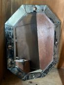Arts and Crafts octagonal mirror with a tin lined back