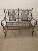 A garden metal bench seat with scrolling and mesh design (H93cm W110cm D55cm)