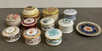 A selection of bone china trinket pots with Royal connections to most