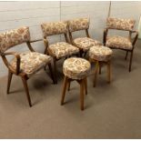 A set of 1960's Mid Century Ben chairs, two side, two stools and two elbow chairs