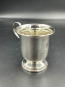An engraved Christening cup, hallmarked for Birmingham, approximate weight 57g
